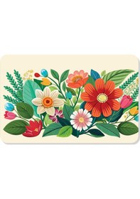 Resim Dijital Baskılı Çiçek Desenli Dekoratif Dış Kapı Önü Ve Iç Mekan Paspası Yıkanabilir Kaymaz Taban Bej 