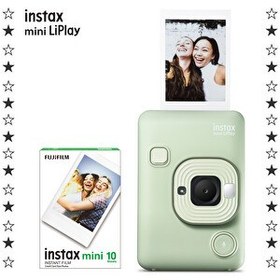Resim Fujifilm Instax Mini LiPlay Hybrid Matcha Green Fotoğraf Makinesi ve 10'lu Film 