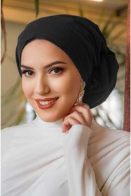 Resim Aişe tesettür Siyah Çağla Hazır Türban 