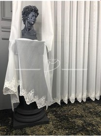 Resim Tül Perde Taç Marka Tt Zemin Etek Suzene Işleme 3 Desen Ekru 