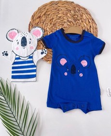 Resim Koala Baskılı Saks Mavi Erkek Bebek Tulum Kukla Mavi 