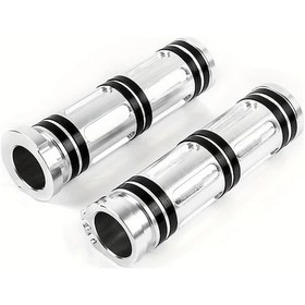 Resim Xuweiwei Chrome 2 Adet Motorcycle 1 Inç 25mm Handlebar Cnc Tutacak Grips Harley Dyna Softail Sportster Xl 883 1200 Touring Vrsc 