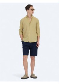 Resim Limon Küfü Düz Dokuma Casual Pamuk Karışımlı Gömlek Yeşil 