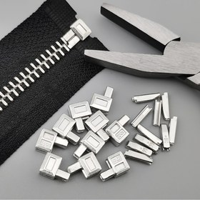 Resim Giysi ceketleri için açık uçlu 20 set 5# altın, gümüş ve bronz metal fermuar çekiciler, DIY tamir ve değiştirme için yüksek kaliteli dayanıklı pürüzsüz fermuarlar 