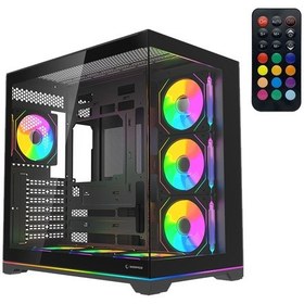 Resim Rampage Kaızer Tempered Glass 7 12cm Argb Kumandali Siyah Atx Gaming Kasa 