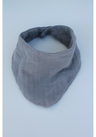 Resim Pamuklu 8 Kat Muslin Kumaş Çift Çıtçıtlı Bebek Mama Önlüğü/ağız Mendili Gri 