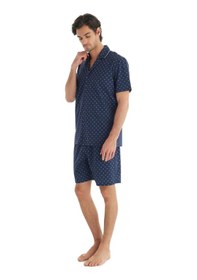 Resim Blackspade Erkek Premium Önden Düğmeli Kısa Kol Şortlu Lacivert Pijama Takım C1t1n7o04 Lacıvert 