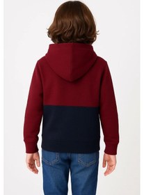 Resim Moda Assema Erkek Çocuk Kapüşonlu Kanguru Cepli Parçalı Sweatshirt - Renkli Çok Renkli 