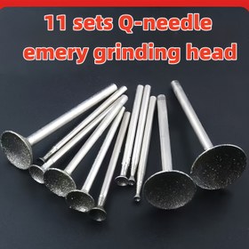 Resim 11 Adet Set Q-İğne Emery Taşlama Başlığı Konvoks İğne Taşlama Başlığı Parlatma Taşlama Yuvarlak 