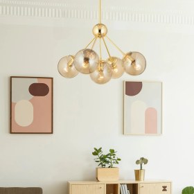 Resim Normadia Modern 5’li Gold Bal Camlı Yatak Odası ve Salon Avizesi 