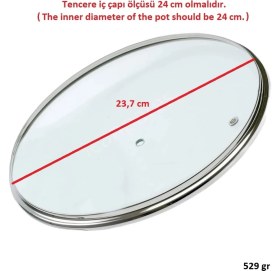 Resim İcanpares Tencere Sahan Tava Cam Kapağı Buhar Delikli Kapak 24 cm ve Mavi Tutma Tepesi 