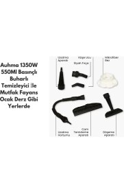 Resim Woodhub Güçlü 1350W 550ML Çok Amaçlı Buharlı Temizleyici, Pratik ve Etkili Kullanım 