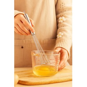 Resim Pratik ve Ergonomik Paslanmaz Çelik El Çırpıcı, Açılır Kapanır Boncuk Uçlu 