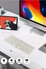 Resim Torima TK-08 Beyaz Kablosuz Katlanabilir Şarjlı Taşınabilir Mini Bluetooth Klavye 