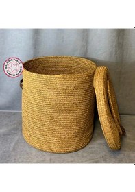 Resim Uretti - Fatma 7987 - El Yapımı Doğal Bambu İp Çamaşır Sepeti / Çok Amaçlı Organizer Sepet Kahverengi 