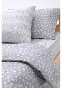 Resim Star Lastikli Çarşaflı Pamuklu Tek Kişilik Nevresim Takımı - Gri 