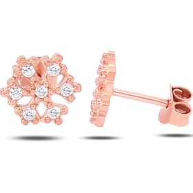 Resim Kadın Kar Tanesi 925 ayar Gümüş Küpe 