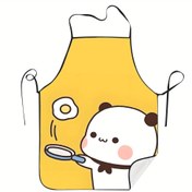Resim Masterchef Bubu & Dudu Çift Retro Mutfak Önlüğü - Sevimli Panda Ayı Pişirme Tasarımı, Ayarlanabilir Boyut, Aşçılık, Fırırlama ve Bahçe İşleri için Dayanıklı Kumaş - Ev Şefleri İçin Eğlenceli Hediye, Pişirme Giysisi 