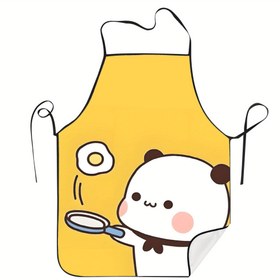 Resim Masterchef Bubu & Dudu Çift Retro Mutfak Önlüğü - Sevimli Panda Ayı Pişirme Tasarımı, Ayarlanabilir Boyut, Aşçılık, Fırırlama ve Bahçe İşleri için Dayanıklı Kumaş - Ev Şefleri İçin Eğlenceli Hediye, Pişirme Giysisi 