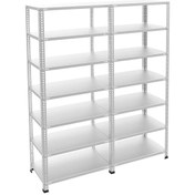 Resim Raf Burada 7 Katlı Duble Galvaniz Çelik Raf - Depo, Arşiv, Kiler, Dosya, Market Rafı-59x75 cm-100 cm-1.00 mm 