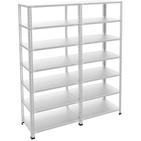 Resim Raf Burada 7 Katlı Duble Galvaniz Çelik Raf - Depo, Arşiv, Kiler, Dosya, Market Rafı-59x75 cm-100 cm-1.00 mm 