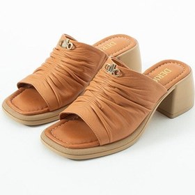 Resim Dericia Shoes Radiance Hakiki Deri Kadın Günlük Rahat Topuklu Terlik Turuncu 