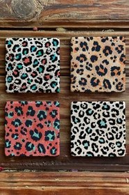 Resim Oscar Stone Decor Baskılı Doğaltaş 4'Lü Set Desen Tile Bardak Altlığı 4Dsn-279 