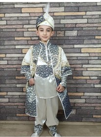 Resim 4-10 Yaş Krem Lacivert Şehzade Model Sünnet Kıyafeti 
