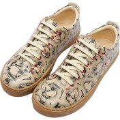 Resim Kadın Vegan Deri Bej Sneakers - Life is Better with a Cat Tasarım 