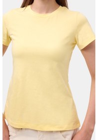 Resim Itsbasic Kadın Light Sarı S6-108 Bisiklet Yaka %100 Organik Pamuk Esnek Kumaş T-shirt 