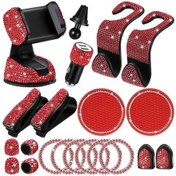 Resim Homyl 20 Adet Parlak Kristal Araba Aksesuarları Kiti Kırmızı 