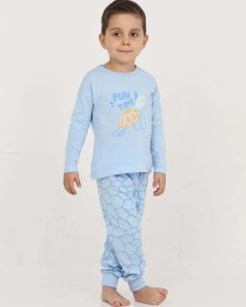 Resim Toontoy Kids Toontoy Erkek Çocuk Kaplumbağa Baskılı Pijama Takım Mavi 