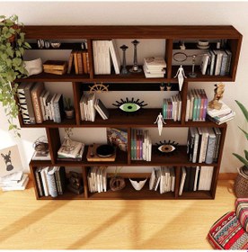 Resim Woodesk Yonca Masif Ağaç Ceviz Renk 200x200 Kitaplık Cpt6007-200 