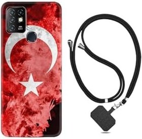 Resim kilifland Infinix Hot 10 ile Uyumlu Kılıf Desenli Silikon Boyun Askılı Şanlı Türk Bayrağı 3 1395 