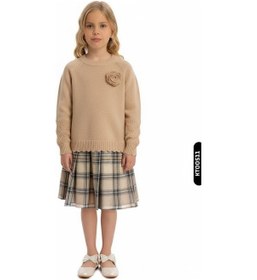 Resim Xo Kids Kız Çocuk Elbise 3-12 Yaş 4065 Bej 