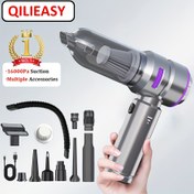 Resim Yumuşak Hortumlu ve Kılçıklı El Tipi Fırçasız Kablosuz Araba Elektrikli Süpürge, 100W Mini Taşınabilir Vakum Makinesi - 16000PA 