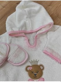 Resim Bebek Havlu Bornoz Seti Kız Bebek Havlu Silgi Seti Bebek Banyo Havlusu Panço Yenidoğan Hediyelik 