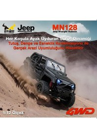 Resim Mn Model Mn128 1/12 Jeep Wrangler Rubicon 4wd Rc Model Crawler Offroad Truck Uzaktan Kumandalı Araba Rtr Siyah+dahili Işık Seti Mn-128 7600000036349 