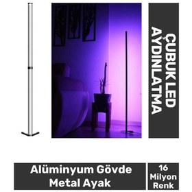 Resim 2 Metre Usb Giriş Alüminyum Gövde Metal Ayak Rgb Uzaktan Kumandalı Çubuk Led Aydınlatma Diğer 