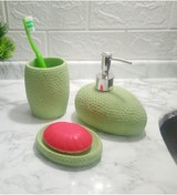 Resim YEŞİL PETEK 3 LÜ BANYO SETİ 20x20x13cm Yeşil 