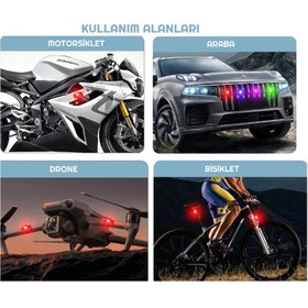 Resim Genel Markalar 2 Adet Rgb Drone Araba Motosiklet Bisiklet Uçak Kanadı Şarjlı Mini Çakar Led Lamba 