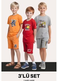 Resim Fyk Kids Erkek Çocuk 3'lü Set T-shirt-kapri Takımları Çok Renkli 