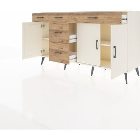 Resim Kronos Konsol 2 Raflı 5 Çekmeceli 3 Kapaklı 176x59x99 Aytaşı-aytaşı/çam Aytası/atlas Çam - Aytası 
