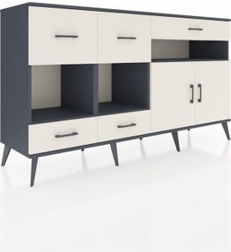 Resim Hyperion Konsol 4 Raflı 5 Çekmeceli 2 Kapaklı 176x44x99 Antrasit-aytaşı Antrasıt/aytası - Antrasıt 