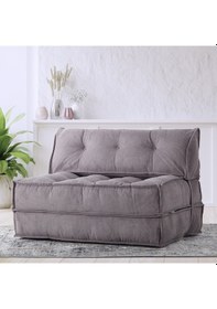 Resim Homedius Mocca Fitilli Kadife Çift Kişilik Katlanır Yatak Olabilen Koltuk-gri Gri 