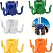 Resim 4 Kollu Ayarlanabilir Plaj Şemsiye Askısı - Dayanıklı ABS Plastik, Çok Renkli (Mavi/Yeşil/Beyaz/Turuncu) - Havlu, Kamera, Elbise ve Çantaları Güvenle Tutar - 2.49cm-3.17cm Şemsiye Direği Uyumlu, Kamp & Seyahat Aksesuarları, Dört Kollu Tasarım, Sağlam Yapı 