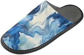 Resim ODAWA Erkekler için Bulanık Terlik Renkli Mermer Peluş Astar Konfor Sıcak Ev Terlik Terlik Çiftler için 