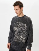 Resim Tazmanya Canavarı Yıkamalı Oversize Sweat Lisanslı Baskılı Şardonlu 