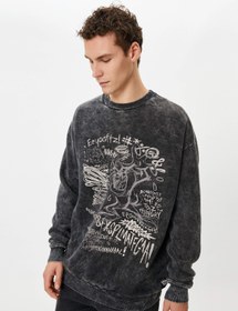 Resim Tazmanya Canavarı Yıkamalı Oversize Sweat Lisanslı Baskılı Şardonlu 