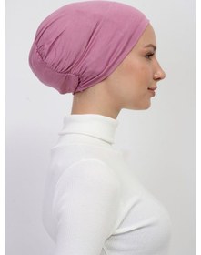 Resim Lastikli Kaymaz Geçmeli Pratik Tesettür Bone Pembe 